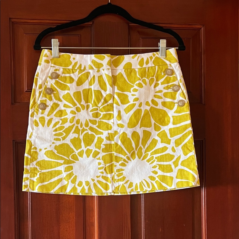 J. Crew Yellow and White Floral Mini Skirt